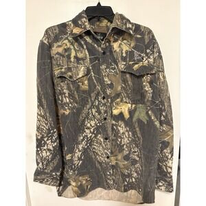 Camoflauge Long Sleeve Button Up Shirt Bass Pro Shop Size M